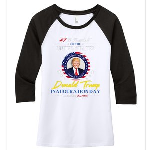 President Donald Trump Inauguration Day 2025 47th President Women's Tri-Blend 3/4-Sleeve Raglan Shirt