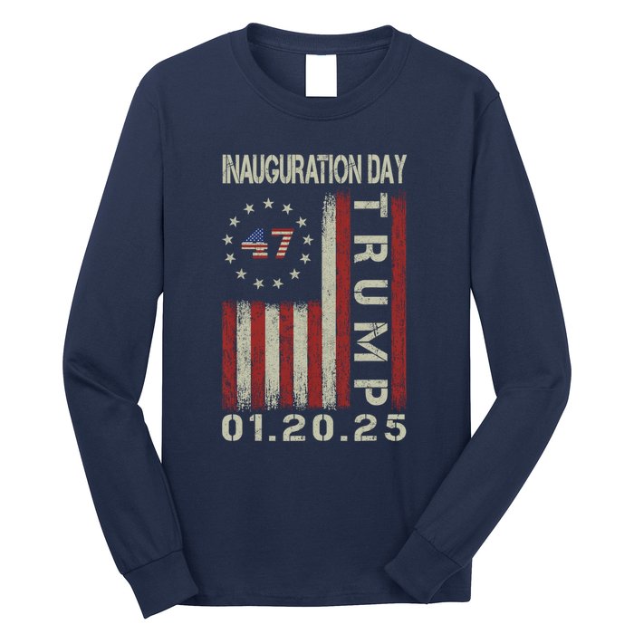 President Donald Trump Inauguration Day 2025 Usa Flag Long Sleeve Shirt