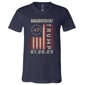 President Donald Trump Inauguration Day 2025 Usa Flag V-Neck T-Shirt