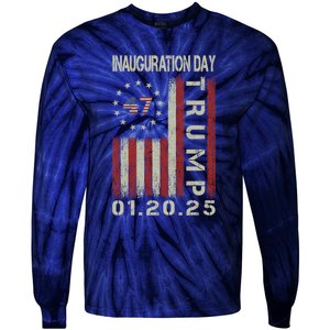 President Donald Trump Inauguration Day 2025 Usa Flag Tie-Dye Long Sleeve Shirt