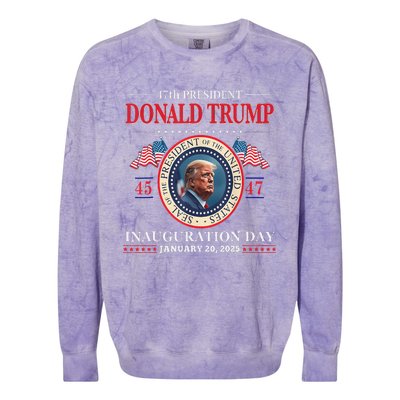 President Donald Trump Inauguration Day 2025 47th Usa Flag Colorblast Crewneck Sweatshirt