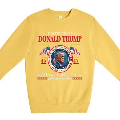 President Donald Trump Inauguration Day 2025 47th Usa Flag Premium Crewneck Sweatshirt