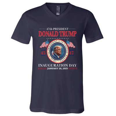 President Donald Trump Inauguration Day 2025 47th Usa Flag V-Neck T-Shirt