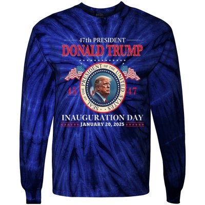 President Donald Trump Inauguration Day 2025 47th Usa Flag Tie-Dye Long Sleeve Shirt