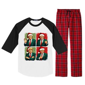 President Donald Trump Inauguration 2025 Retro Christmas Raglan Sleeve Pajama Set