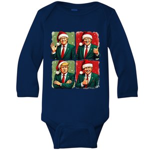 President Donald Trump Inauguration 2025 Retro Christmas Baby Long Sleeve Bodysuit