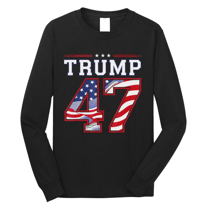 President Donald Trump Inauguration Day 2025 Usa Flag Long Sleeve Shirt