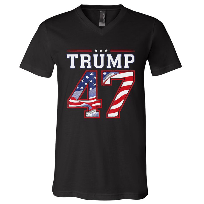 President Donald Trump Inauguration Day 2025 Usa Flag V-Neck T-Shirt