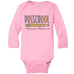 Preschool Dream Team Retro Back To School Teacher Student Baby Long Sleeve Bodysuit