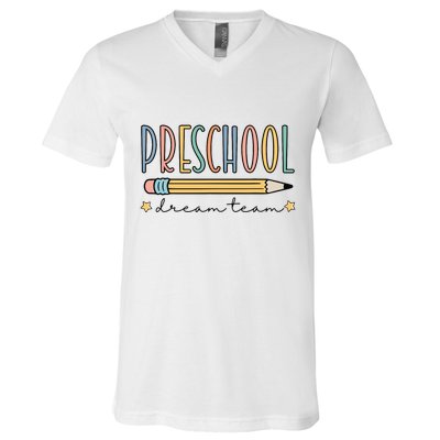 Preschool Dream Team Retro Back To School Teacher Student V-Neck T-Shirt