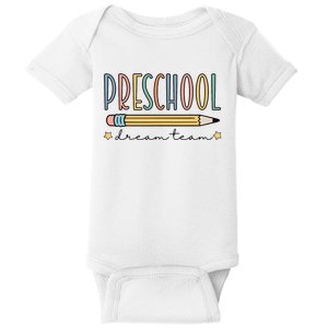 Preschool Dream Team Retro Back To School Teacher Student Baby Bodysuit