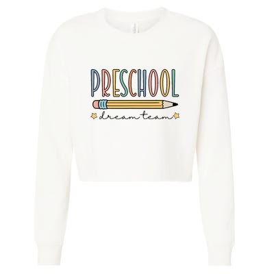 Preschool Dream Team Retro Back To School Teacher Student Cropped Pullover Crew