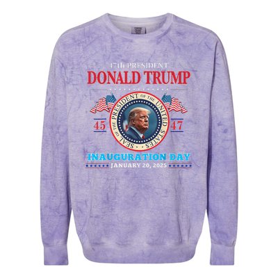 President Donald Trump Inauguration Day 2025 47th Usa Flag Colorblast Crewneck Sweatshirt