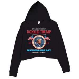 President Donald Trump Inauguration Day 2025 47th Usa Flag Crop Fleece Hoodie