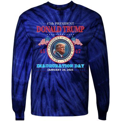 President Donald Trump Inauguration Day 2025 47th Usa Flag Tie-Dye Long Sleeve Shirt