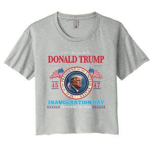 President Donald Trump Inauguration Day 2025 47th Usa Flag Women's Crop Top Tee