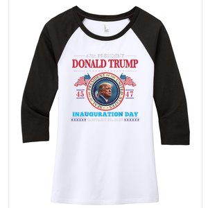 President Donald Trump Inauguration Day 2025 47th Usa Flag Women's Tri-Blend 3/4-Sleeve Raglan Shirt