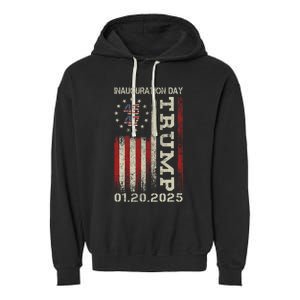 President Donald Trump Inauguration Day 2025 Usa Flag Garment-Dyed Fleece Hoodie