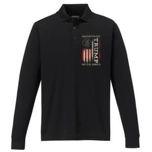 President Donald Trump Inauguration Day 2025 Usa Flag Performance Long Sleeve Polo