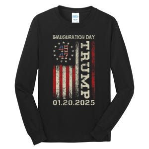 President Donald Trump Inauguration Day 2025 Usa Flag Tall Long Sleeve T-Shirt