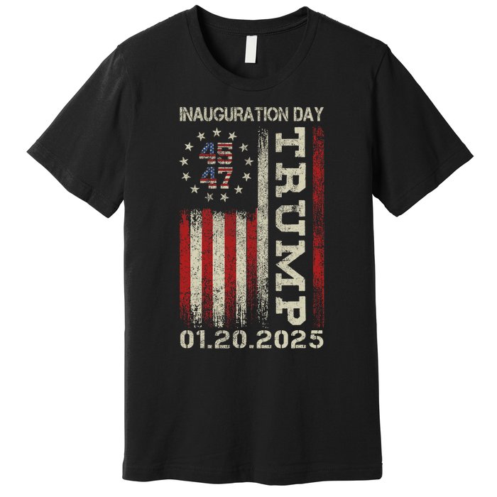 President Donald Trump Inauguration Day 2025 Usa Flag Premium T-Shirt