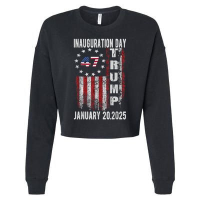 President Donald Trump Inauguration Day 2025 Vintage Flag Cropped Pullover Crew