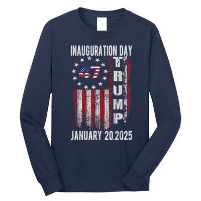 President Donald Trump Inauguration Day 2025 Vintage Flag Long Sleeve Shirt