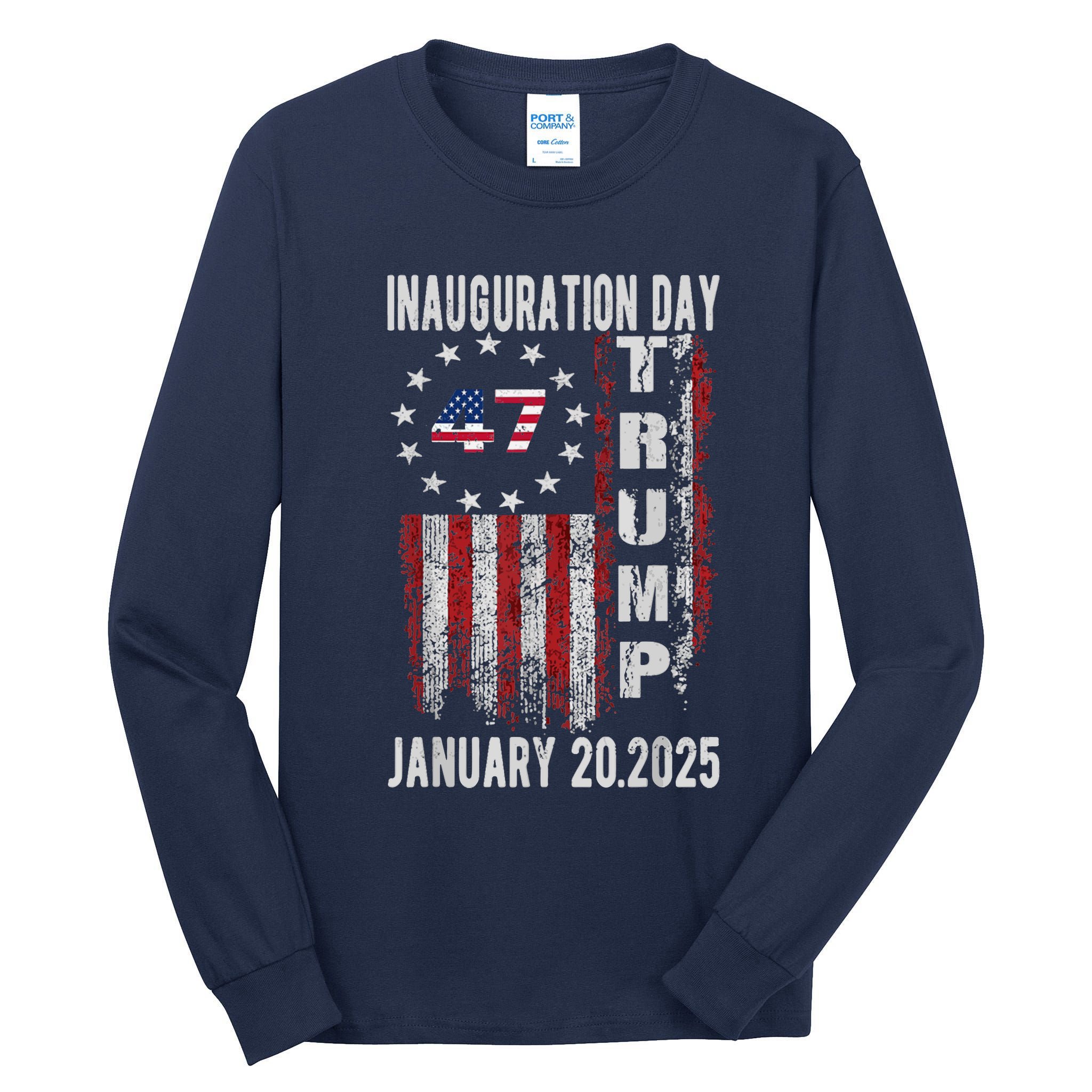President Donald Trump Inauguration Day 2025 Vintage Flag Tall Long Sleeve T-Shirt
