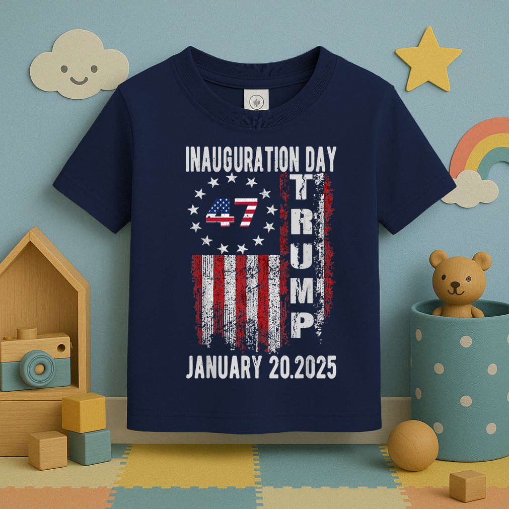 President Donald Trump Inauguration Day 2025 Vintage Flag Toddler T-Shirt