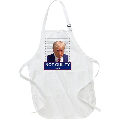 President Donald Trump Mugshot 2024 Not Guilty Supporter Full-Length Apron With Pockets