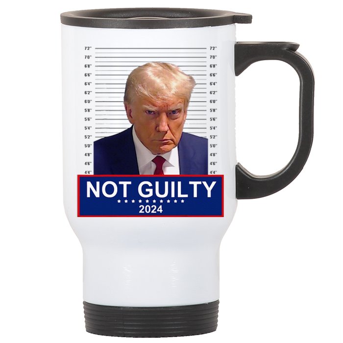 President Donald Trump Mugshot 2024 Not Guilty Supporter Stainless Steel Travel Mug