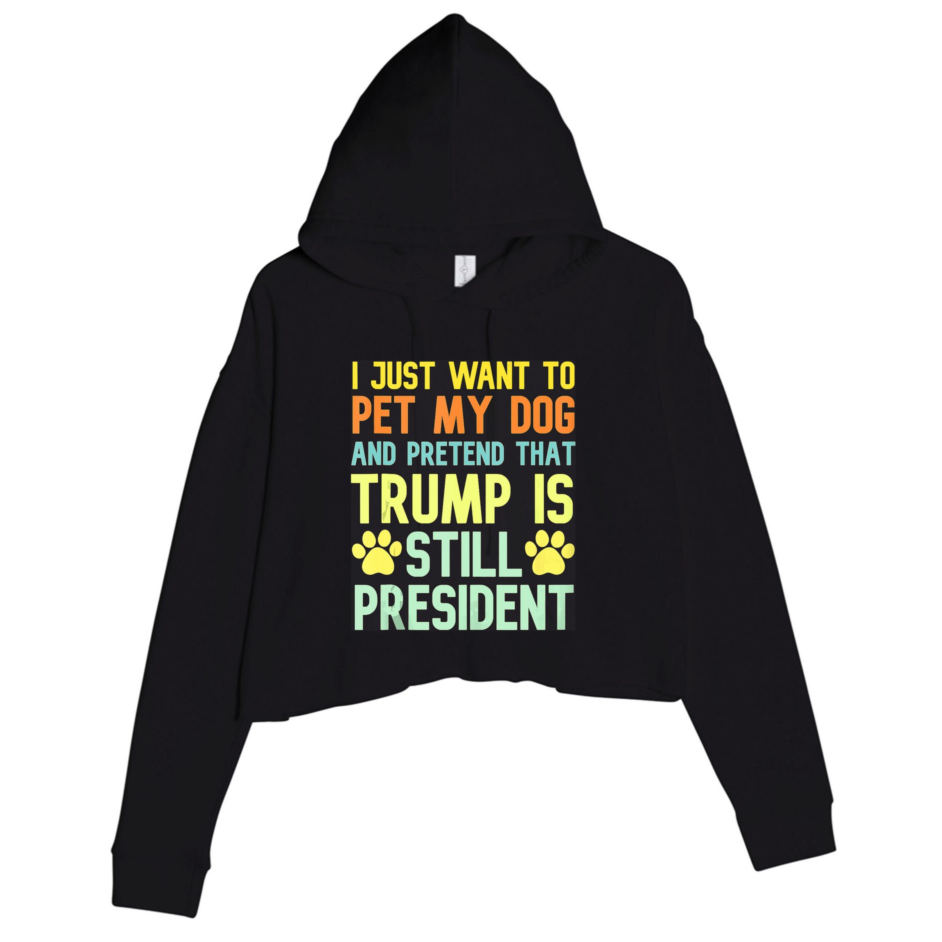 Pro Donald Trump Funny Pet My Dog Republican Conservative Crop Fleece Hoodie