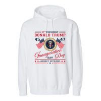 President Donald Trump Inauguration Day 2025 47th Usa Flag Garment-Dyed Fleece Hoodie