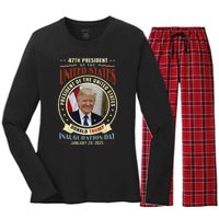 President Donald Trump Inauguration 2025 Memorabilia Women's Long Sleeve Flannel Pajama Set 