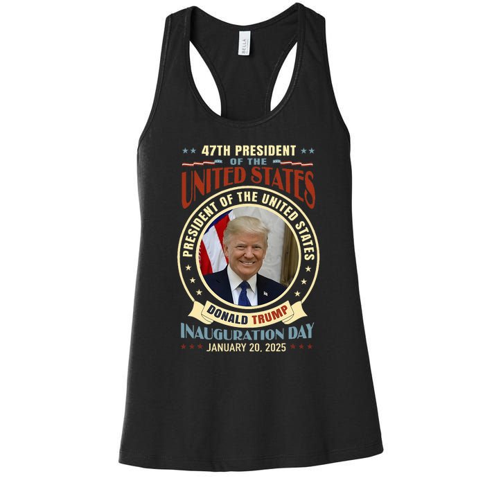 President Donald Trump Inauguration 2025 Memorabilia Women's Racerback Tank