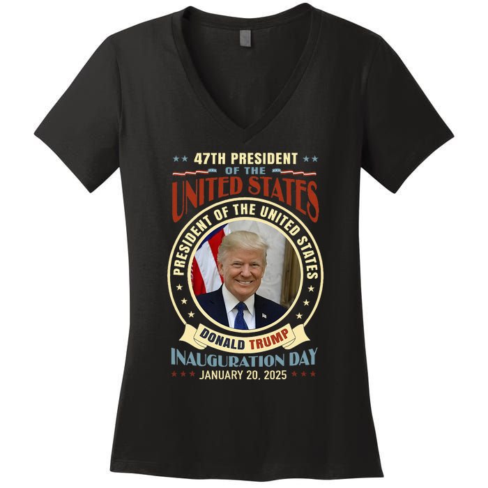 President Donald Trump Inauguration 2025 Memorabilia Women's V-Neck T-Shirt