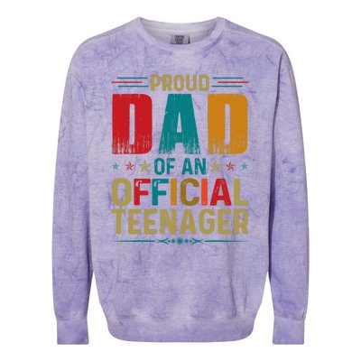 Proud Dad Teenager Funny Bday Party 13 Year Old Colorblast Crewneck Sweatshirt