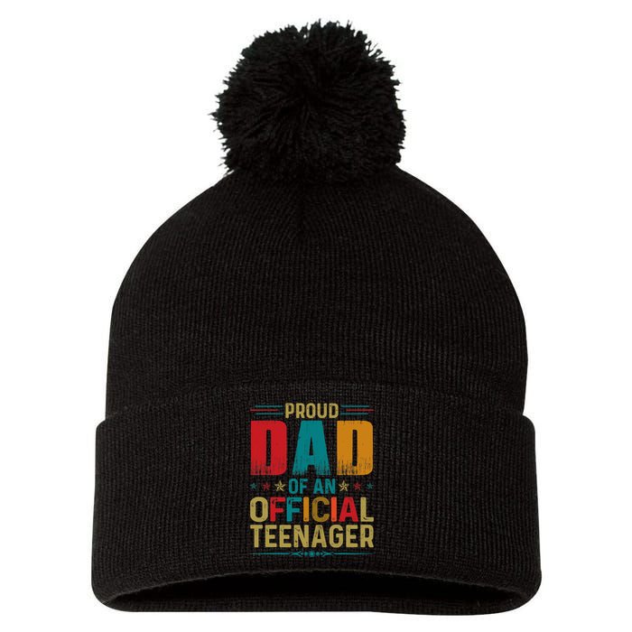 Proud Dad Teenager Funny Bday Party 13 Year Old Pom Pom 12in Knit Beanie