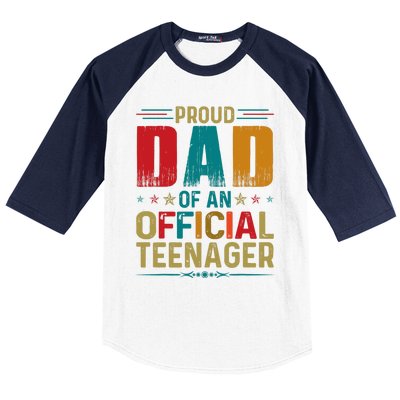 Proud Dad Teenager Funny Bday Party 13 Year Old Baseball Sleeve Shirt