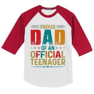 Proud Dad Teenager Funny Bday Party 13 Year Old Kids Colorblock Raglan Jersey