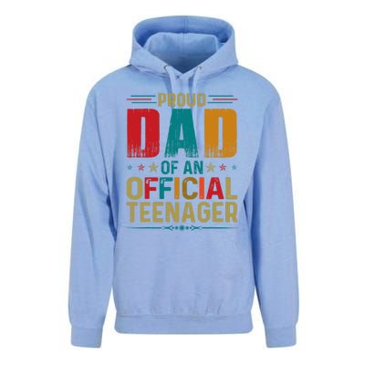 Proud Dad Teenager Funny Bday Party 13 Year Old Unisex Surf Hoodie