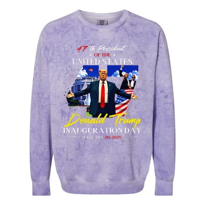 President Donald Trump Inauguration Day 2025 47th Usa Flag Colorblast Crewneck Sweatshirt