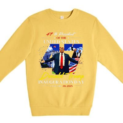 President Donald Trump Inauguration Day 2025 47th Usa Flag Premium Crewneck Sweatshirt