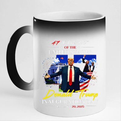 President Donald Trump Inauguration Day 2025 47th Usa Flag 11oz Black Color Changing Mug