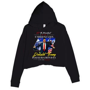 President Donald Trump Inauguration Day 2025 47th Usa Flag Crop Fleece Hoodie