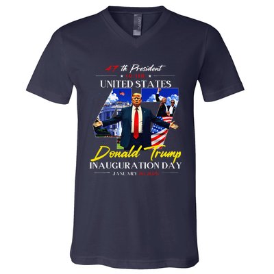 President Donald Trump Inauguration Day 2025 47th Usa Flag V-Neck T-Shirt