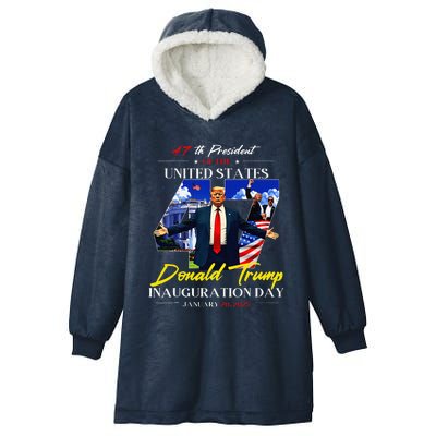 President Donald Trump Inauguration Day 2025 47th Usa Flag Hooded Wearable Blanket