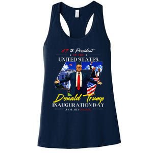 President Donald Trump Inauguration Day 2025 47th Usa Flag Women's Racerback Tank