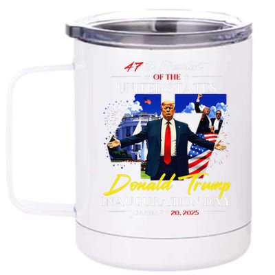 President Donald Trump Inauguration Day 2025 47th Usa Flag 12 oz Stainless Steel Tumbler Cup