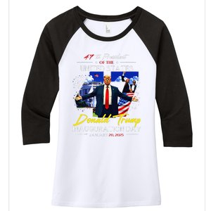 President Donald Trump Inauguration Day 2025 47th Usa Flag Women's Tri-Blend 3/4-Sleeve Raglan Shirt